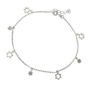 NEW 925 Sterling Silver Star Charm Anklet